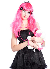Manga Girl mit pinken Haaren