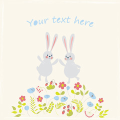 Obraz na płótnie Canvas card with rabbits