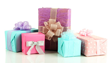 Beautiful bright gifts, isolated on white