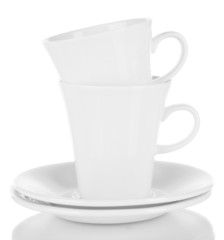 White cups isolated on white