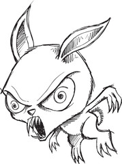 Sketch Doodle Drawing Zombie Bunny Vector Art
