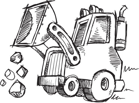 Sketch Doodle Drawing Front Loader Vector Art