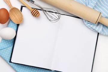 Fotobehang Eieren Cooking concept. Basic baking ingredients and kitchen tools  © Africa Studio