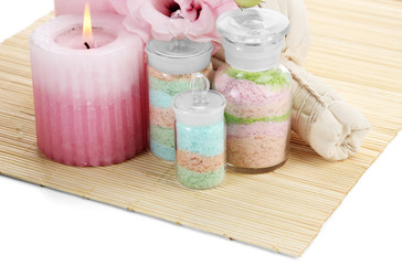 Aromatic salts in glass bottles and herbal compress balls for