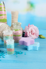 Aromatic salts in glass bottles and herbal compress balls for