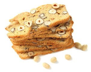 Biscotti with  nuts, isolated on white