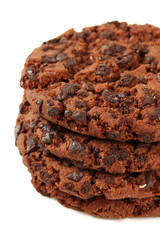 Homemade cookie with chocolate, isolated on white