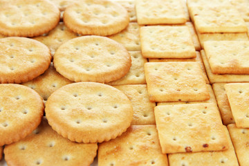 Delicious crackers close up