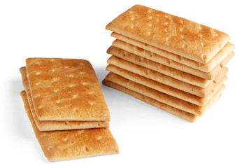 Delicious crackers isolated on white