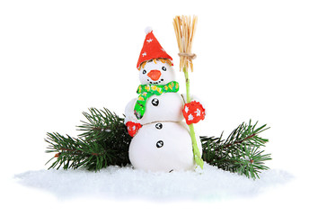 Beautiful snowman  isolated on white