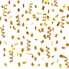 Golden confetti - party streamers, 3d