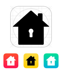 Abstract home with keyhole icon.