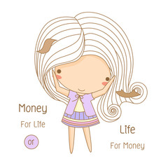 cute girl scattering money