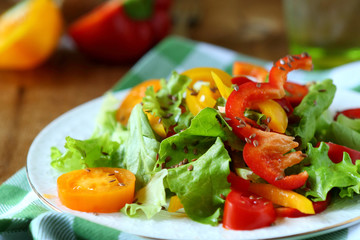 tasty and juicy vegetable salad on plate