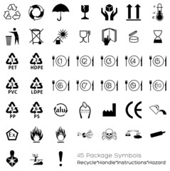 Collection of 45 Packaging Symbols - 57132511