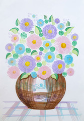 bouquet of flowers drawn with markers
