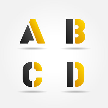abcd yellow stencil letters