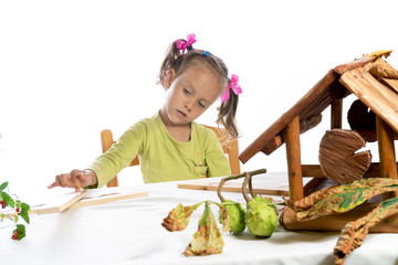 small girls in do handicraft