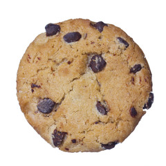 Chocolate chip cookies isolated on white. Closeup