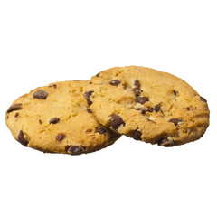Chocolate chip cookies isolated on white