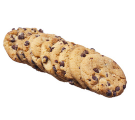 Chocolate chip cookies isolated. Homemade pastry biscuits