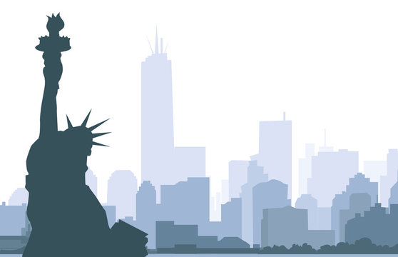 Statue of Liberty & New York - Vector
