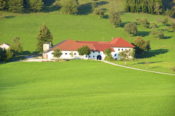 Fototapeta na wymiar Bauernhof im Ennstal in Großraming in Oberösterreich