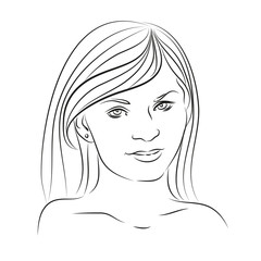 Fashion beautiful woman with long wavy hair. vector illustration