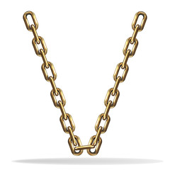 Fototapeta premium Golden Letter V, made with chains