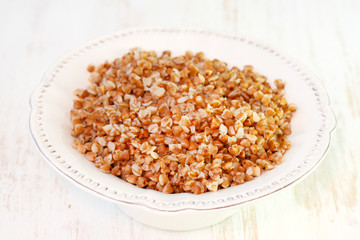 buckwheat on white plate
