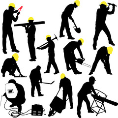workers silhouettes collection - vector