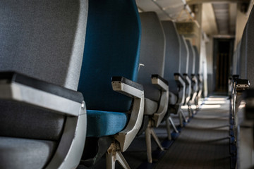 Naklejka na ściany i meble Airplane interior with seats