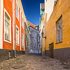 Fototapeta na wymiar Tallinn, Estonia Alleyway on Toompea Hill