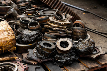 Rusty industrial machine parts