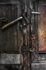 Closed Industrial door closeup photo