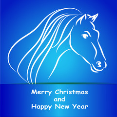 Year of the horse. Christmas and New Year card. Vector