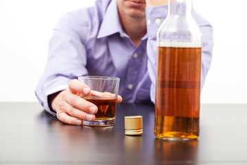 Man drinking whisky