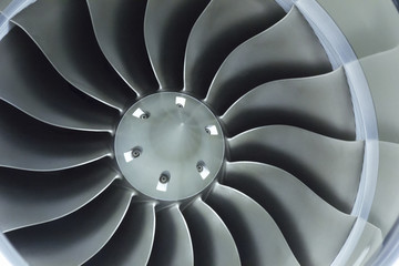 Close Up Image Of Business Aircraft Jet Engine Inlet Fan
