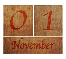 Wooden calendar November 1.
