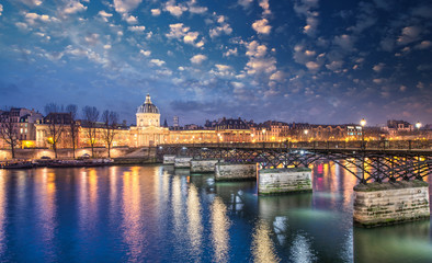Beautiful sunset colors of Paris and Seine river