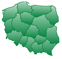 Fototapeta na wymiar Map of Poland green