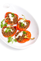 Stuffed bell pepper with ground beef