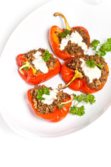 Stuffed bell pepper with ground beef