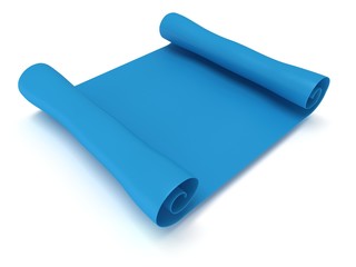 Blue blank scroll paper. Manuscript. 3d render