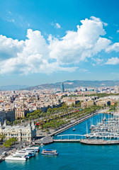 Vue aérienne du quartier du port de Barcelone, Espagne