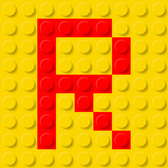 Letter R in construction kit.