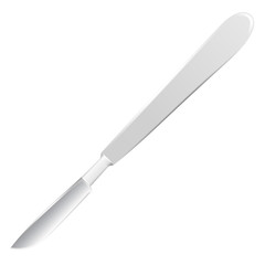 Medical metal scalpel on white background