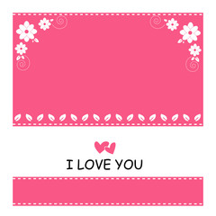 Cute of pink background and white flower with love