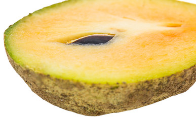 Sapodilla or chiku fruit over white background