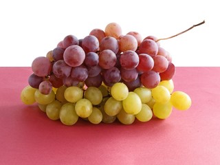 clusters of white and pink grapes